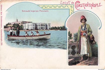 Türkei, Konstantinopel , Rudernde Männer, Postkarte, 1900