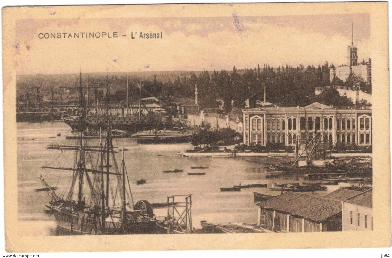 Turquie - Istanbul - Constantinople - L'Arsenal - Carte postale avec correspondance pour la Turquie