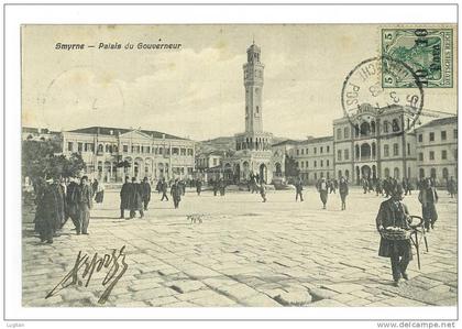 CARTOLINA - SMYRNE - PALAZZO DEL GOVERNATORE - ANIMATA - VIAGGIATA AFFRANCATA LATO VEDUTA ORA TURCHIA - IMPERO OTTOMANO