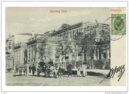 CARTOLINA - SMYRNE - SPORTING CLUB  SMYRNA  - ANIMATA -VIAGGIATA AFFRANCATA LATO VEDUTA ORA TURCHIA - IMPERO OTTOMANO