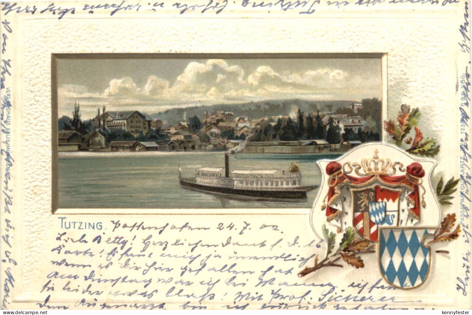 Tutzing - Litho - Prägekarte