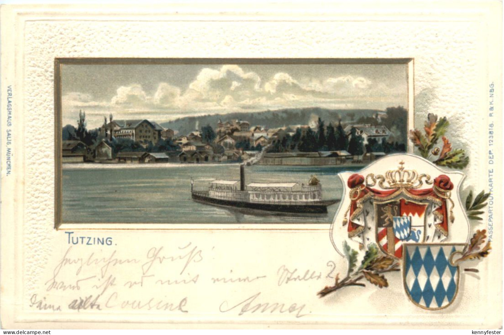 Tutzing - Litho Prägekarte