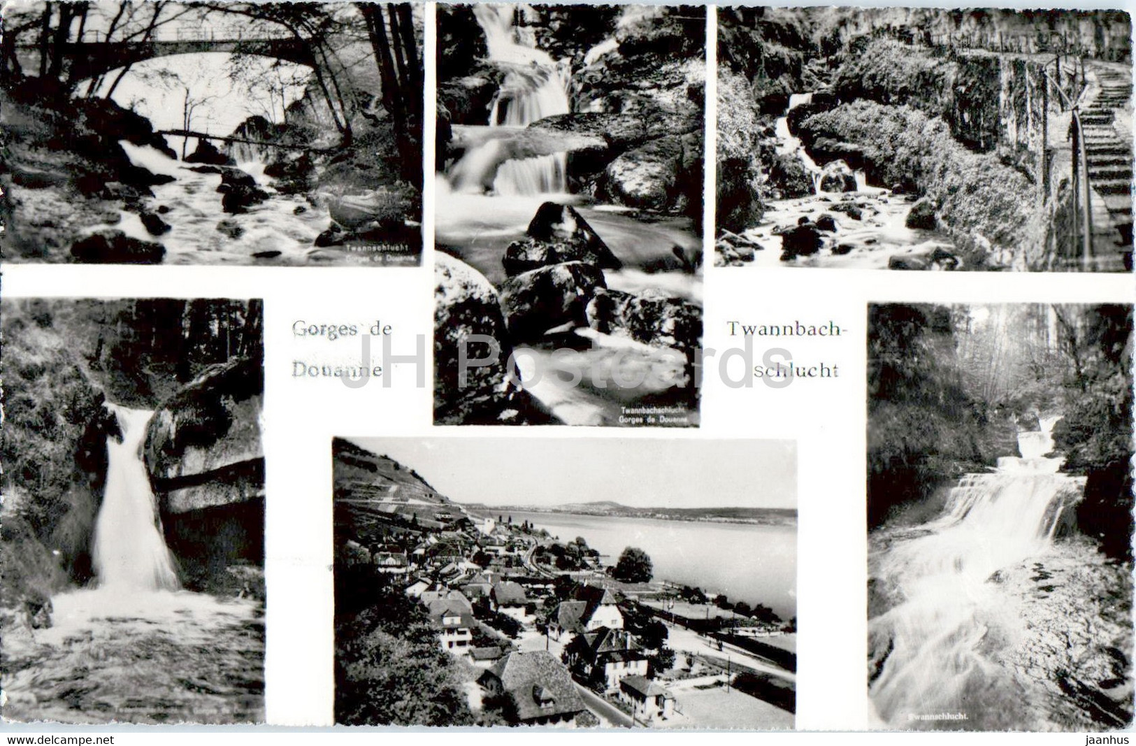 Twannbachschlucht - Gorges de Douanne - waterfall - multiview - 308 - old postcard - Switzerland - unused