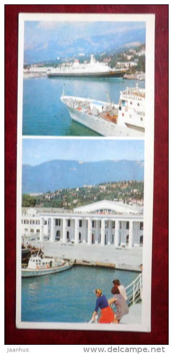 view of the city from the sea - marine Station - ship Tadjikistan - Yalta - Jalta - 1981 - Ukraine USSR - unused