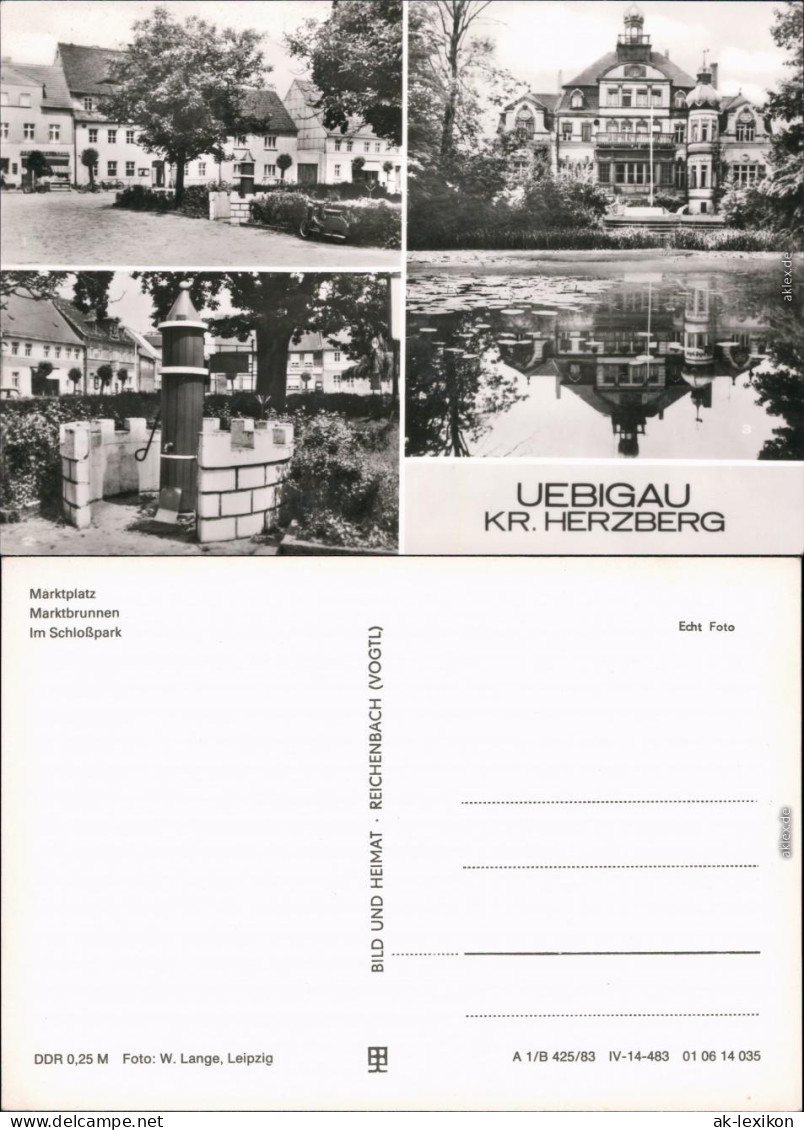 Uebigau Wahrenbrück Marktplatz, Marktbrunnen, Im Schloßpark 1983