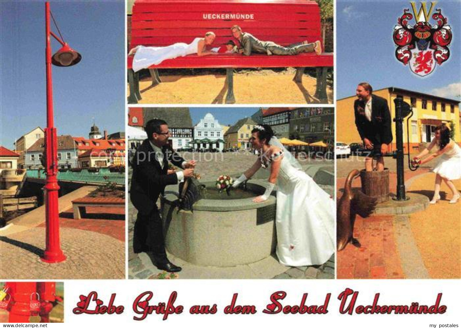 Ueckermuende ueckermuende Mecklenburg Vorpommern Liebeslaterne Ueckerbruecke Rot