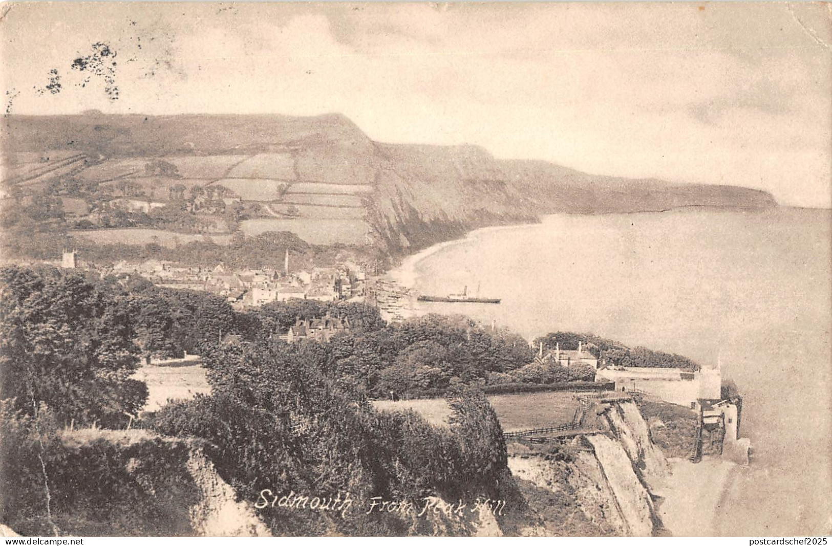 uk14441 sidmouth from rock hill real photo uk