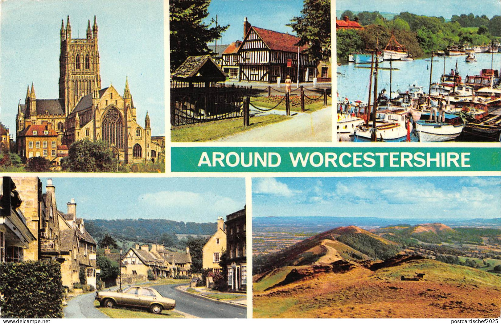 uk1503 around worcestershire car ship real photo uk