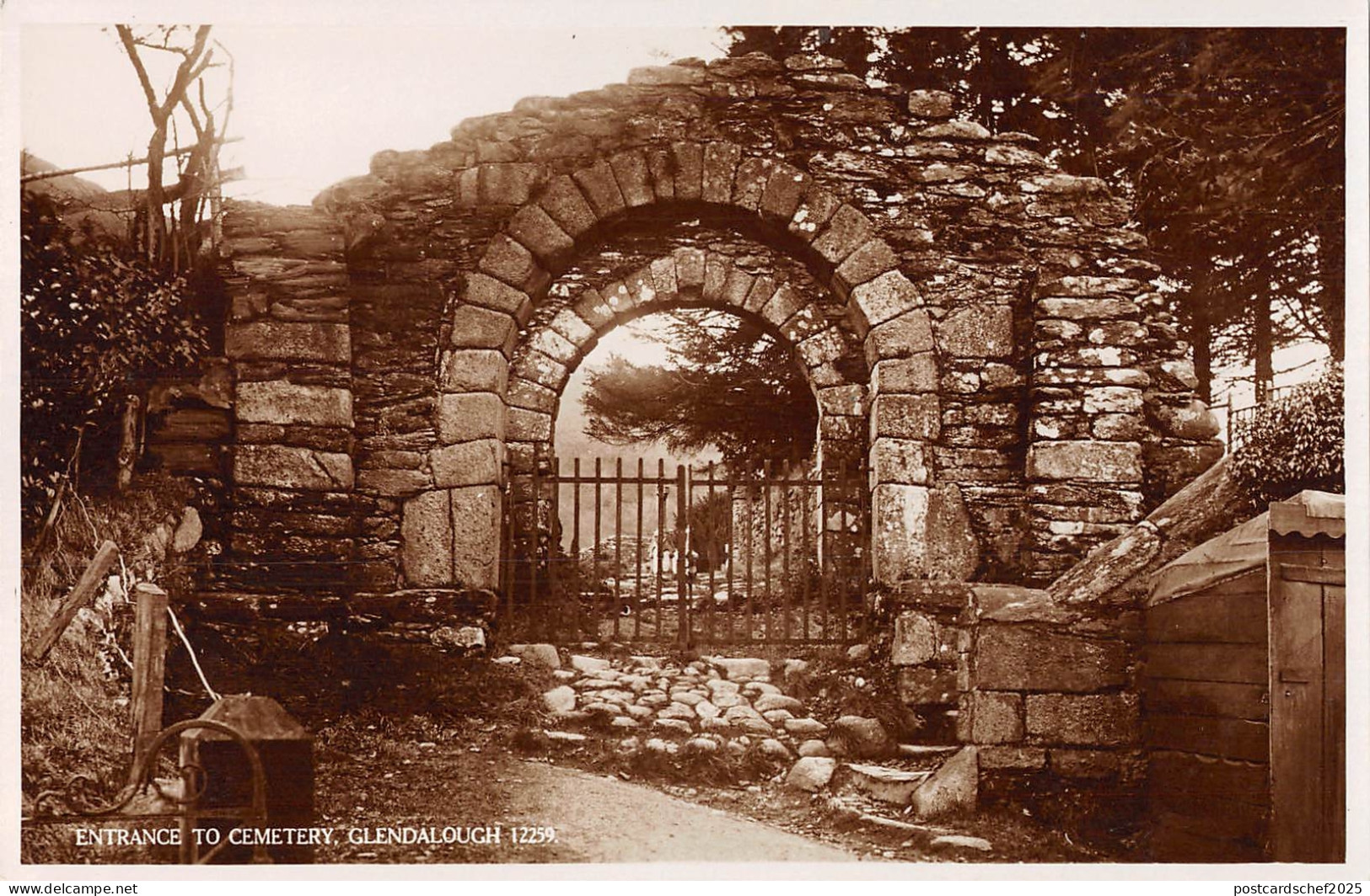 uk28949 entrance to cemetery glendalough wicklow ireland real photo