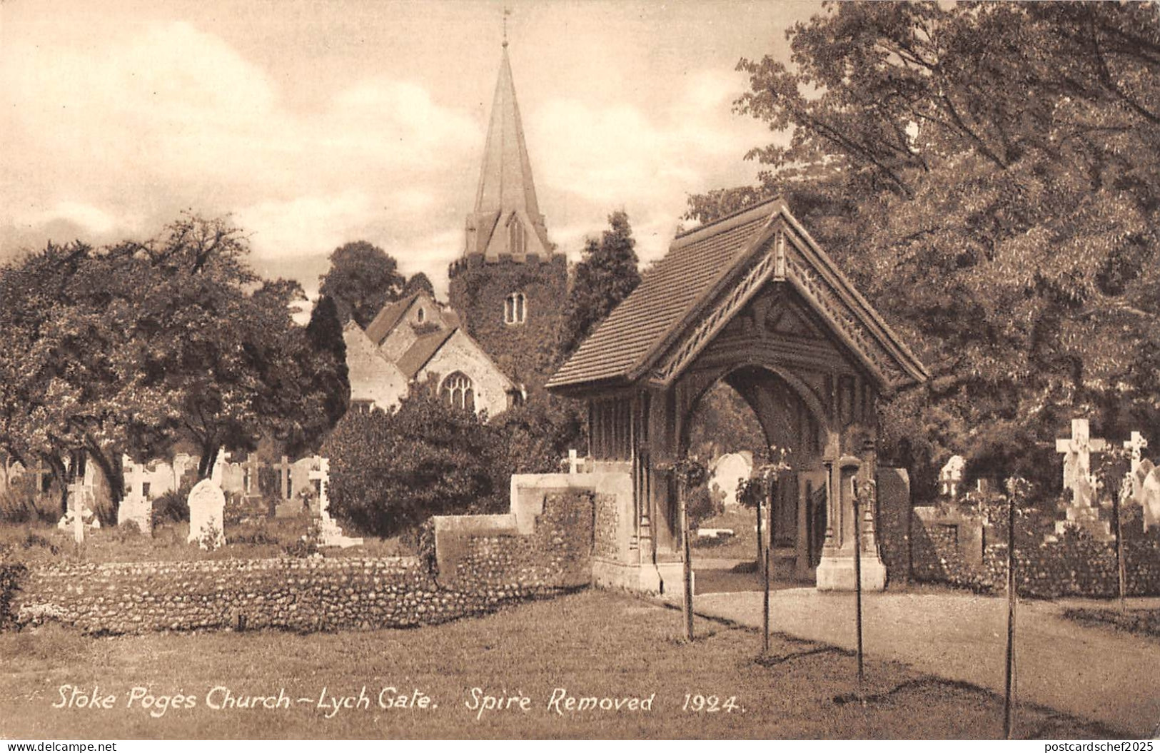 uk3243 stoke poges church lych gate buckinghamshire real photo uk