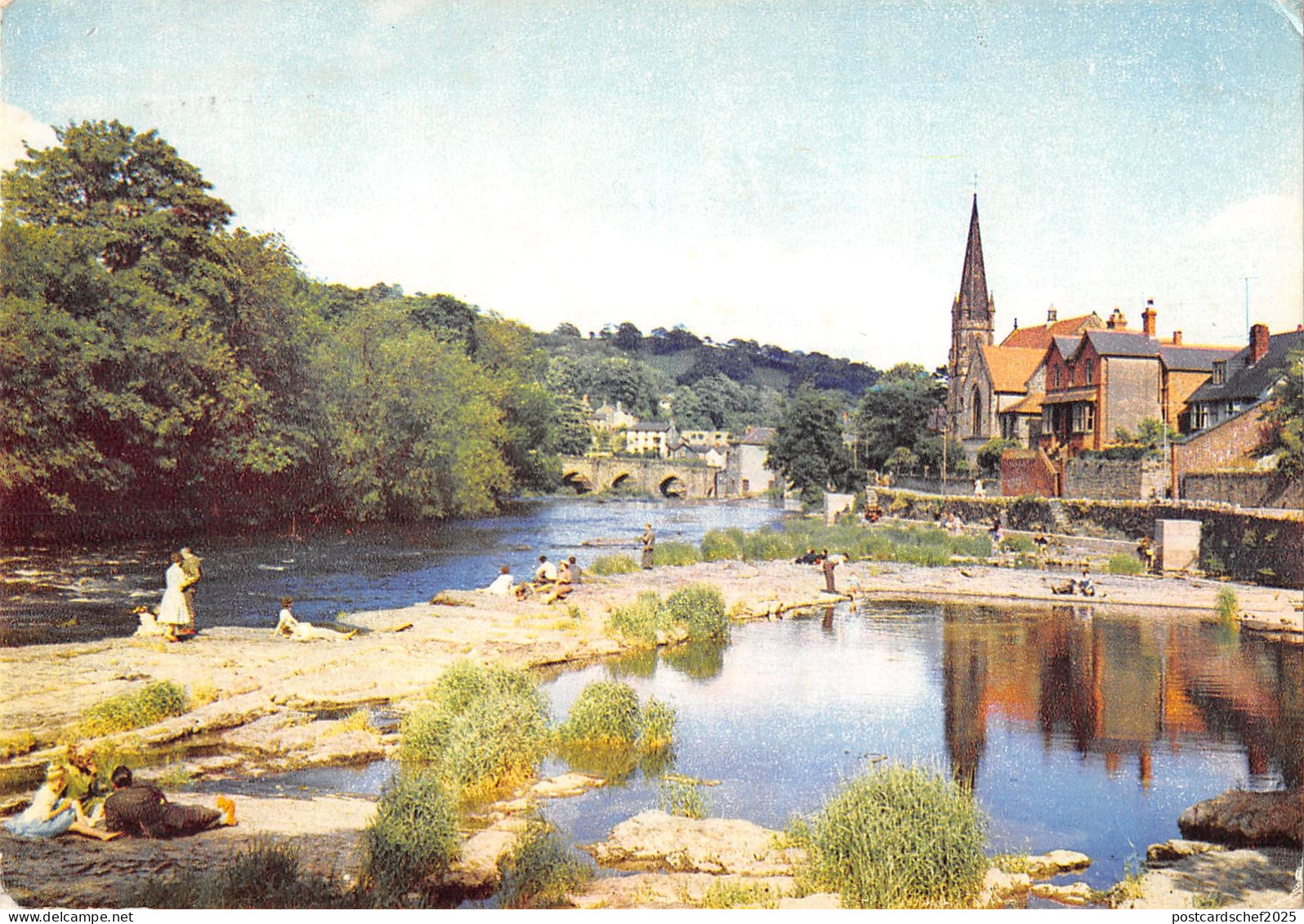 uk34289 llangollen from the river dee denbighshire wales uk