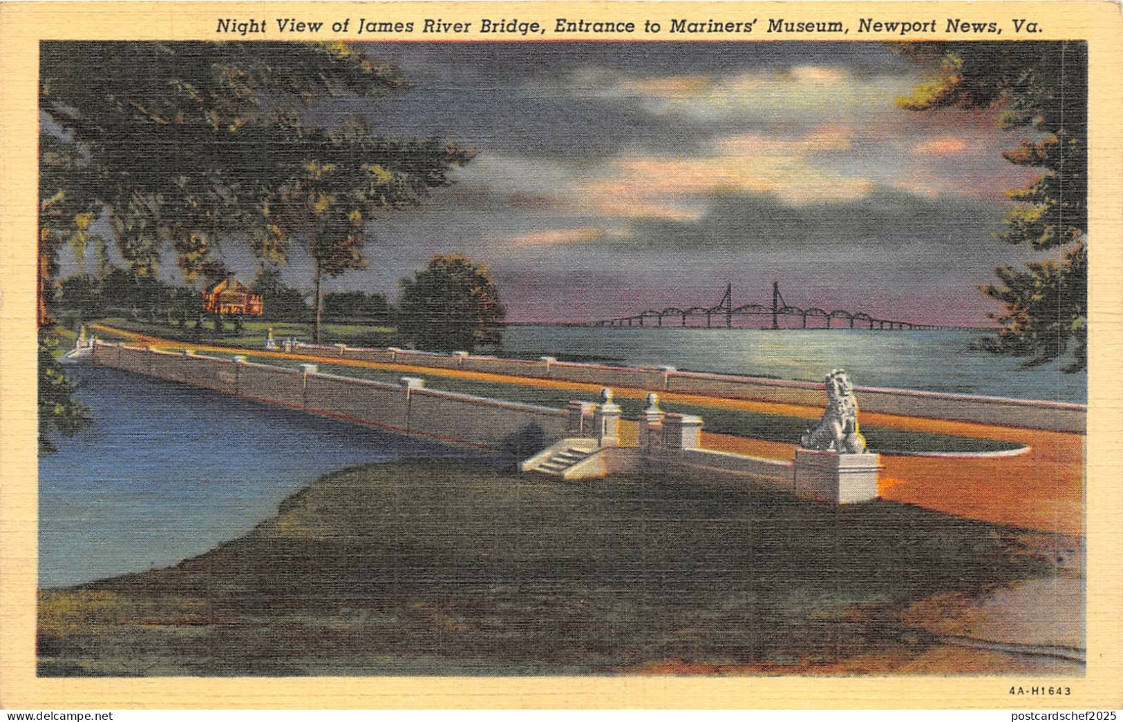 uk42280 entrance to marines museum night view james river bridge newport news va