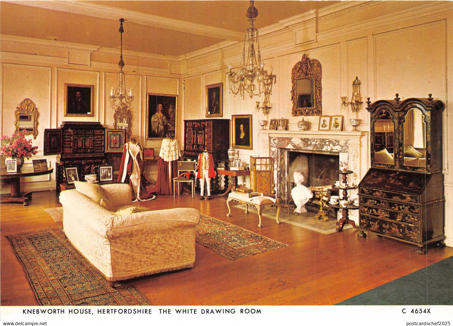 uk49290 white drawing room knebworth house hertfordshire uk