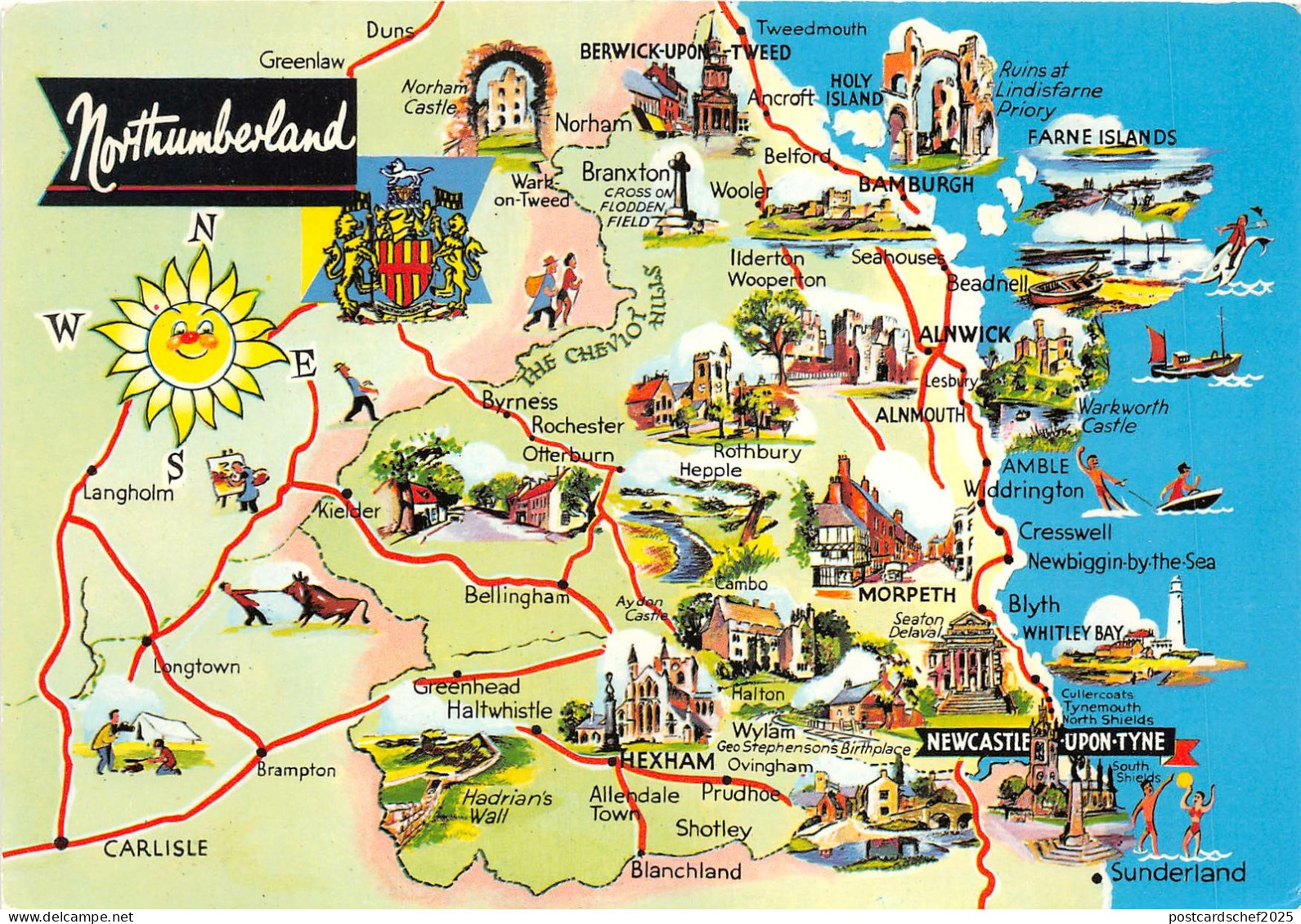 uk50254 northumberland uk map