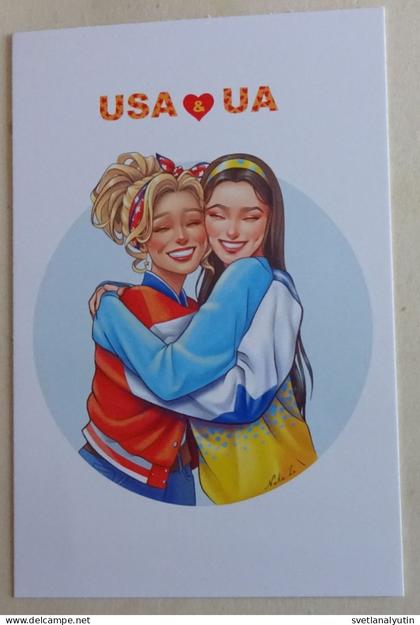 Postcard Ukraine ArtistN. Zakharova2023"Ukraine-USA"Series"We are from Ukraine "