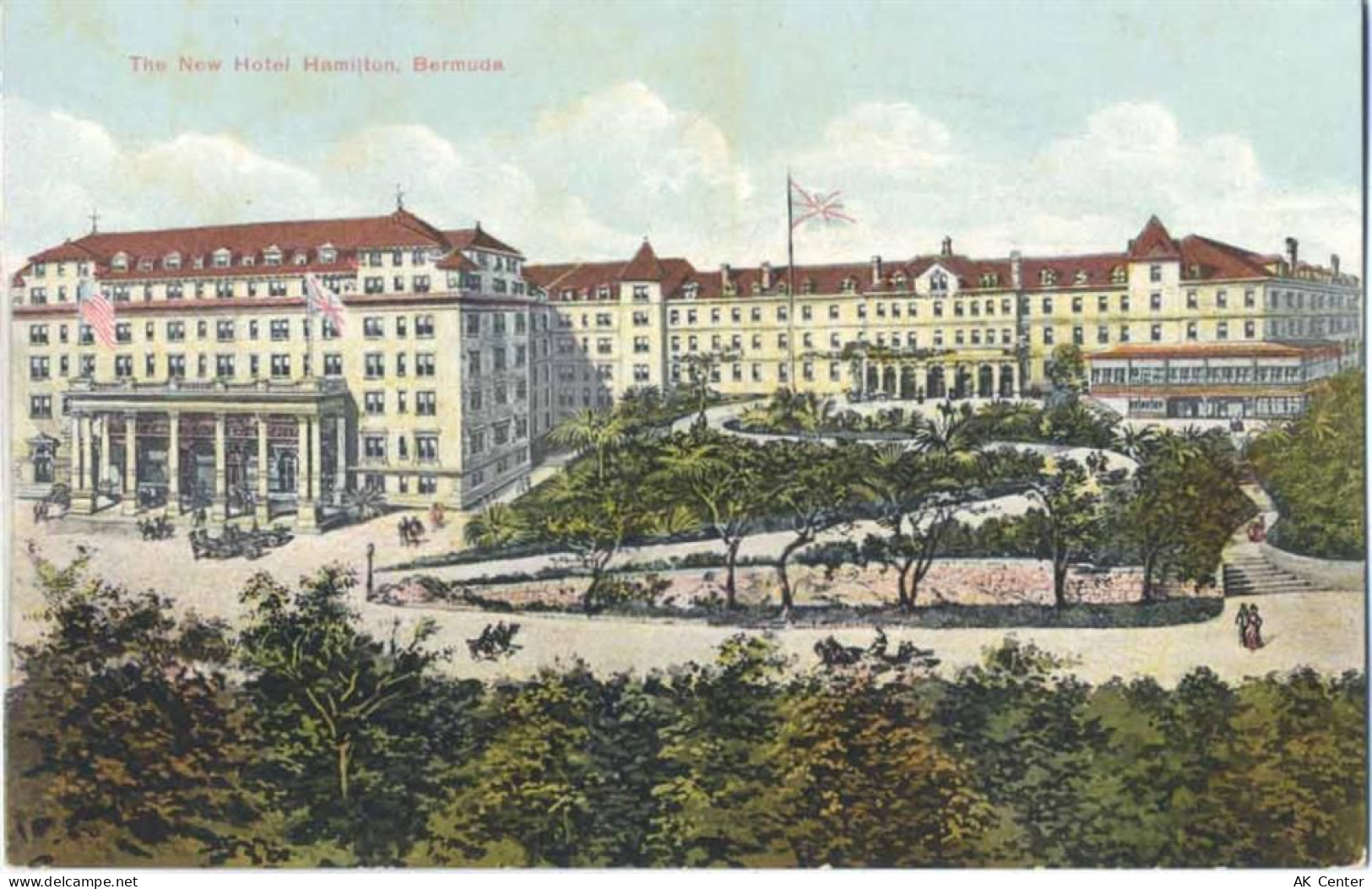 um 1910/20 - Hamilton, Bermuda, The New Hotel Hamilton, Flagge, Kutschen... - 20068893