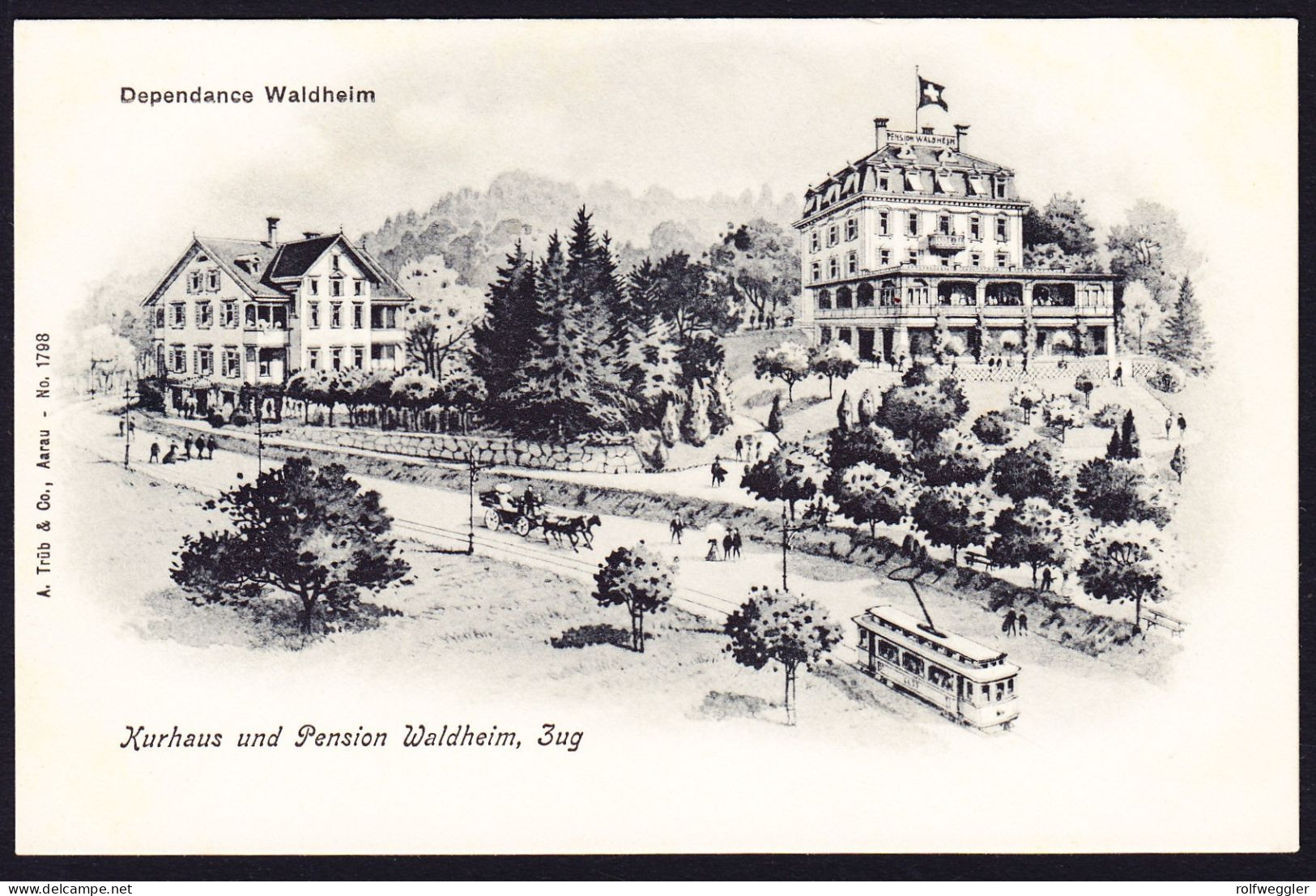 um 1910 ungelaufene AK, Kurhaus Waldheim bei Zug.