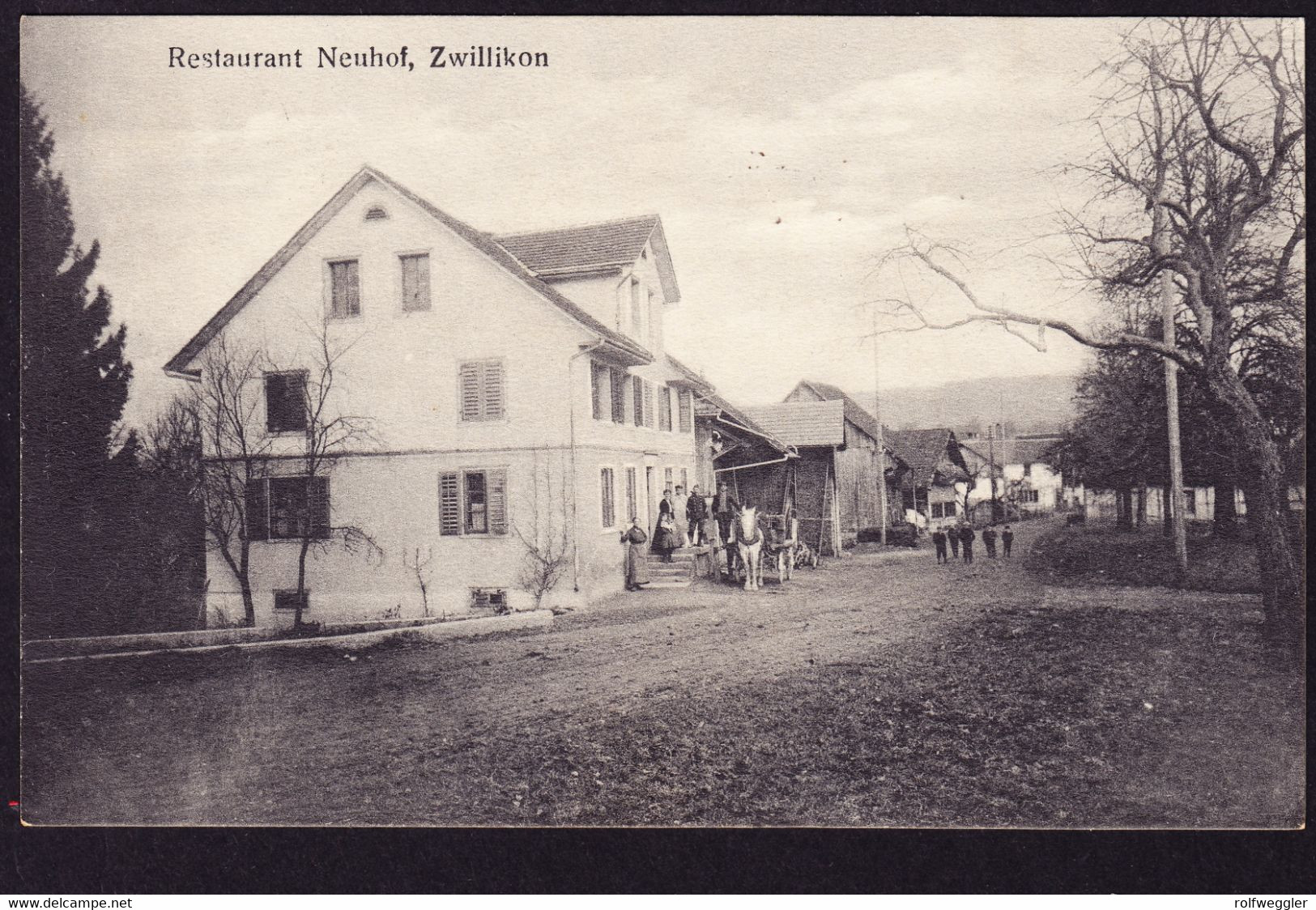 um 1915 ungelaufene AK aus Zwillikon. Restaurant Neuhof