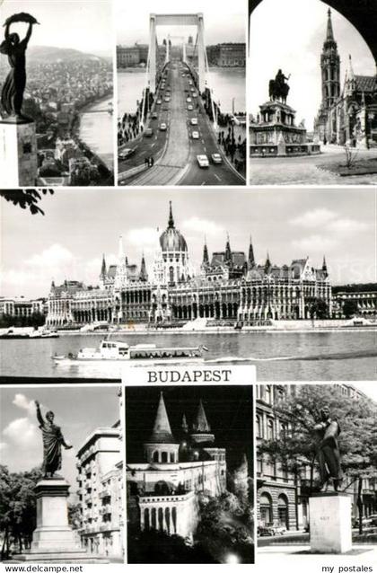 Budapest Bruecke Kirche Parlament Statuen Schloss