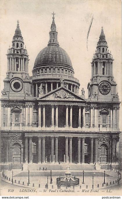 England - LONDON St. Paul's Cathedral West Front - Publisher Levy LL. 259