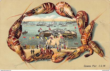 England - COWES Isle of Wight - The Pier - EMBOSSED POSTCARD Shrimps