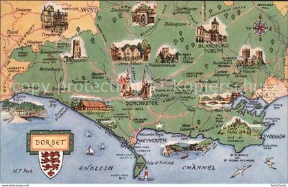 Weymouth Dorset Map of Dorset County Wappen Landkarte