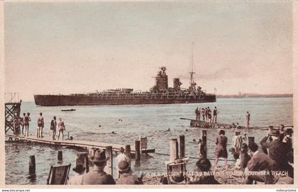 ENGLAND - H.M.S. Nelson Passing Bathing Station, Southsea, Postcard