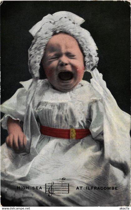 PC DEVON ILFRACOMBE HIGH SEA AT ILFRACOMBE CRYING BABY ENGLAND (u2784)