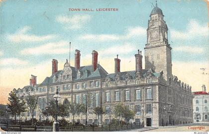 B396 England Leicester Town Hall vintage postcard