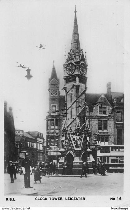 England Leicester Clock Tower RPPC vintage postcard