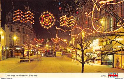 England Sheffield Christmas Illuminations vintage postcard B823