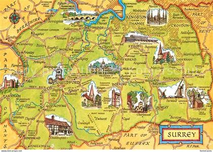 Surrey Map Landkarte mit Sehenswuerdigkeiten