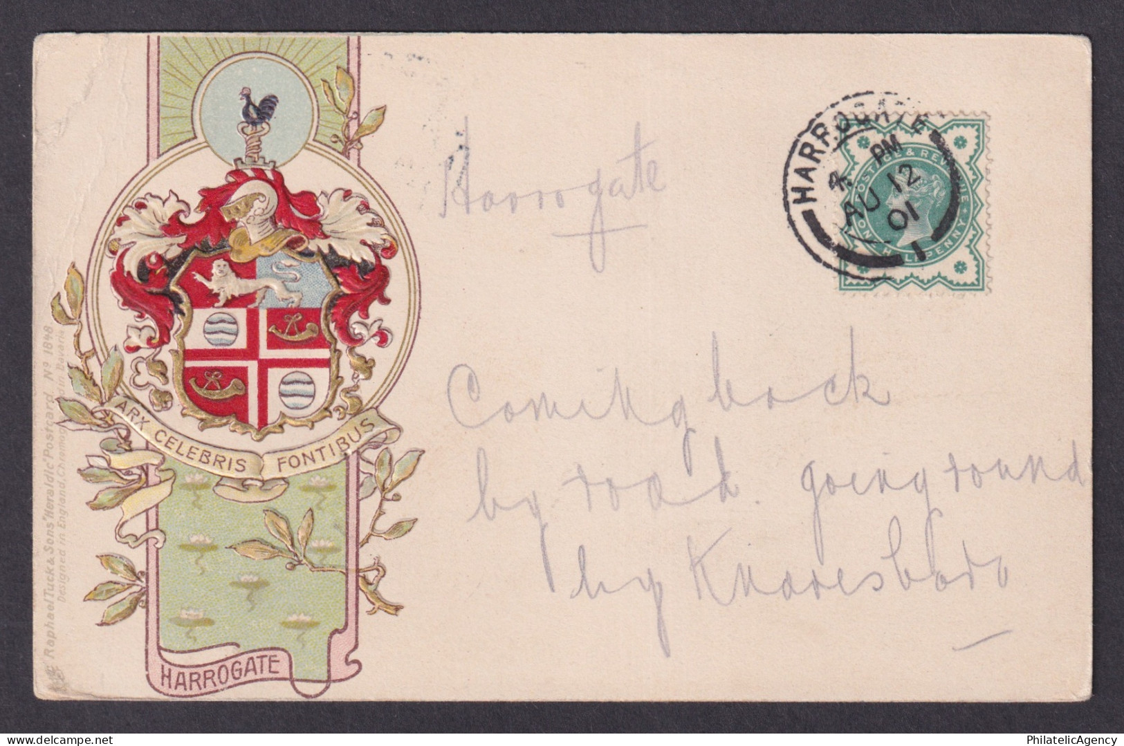 UNITED KINGDOM, Postcard 1901, Harrogate, Coat of arms
