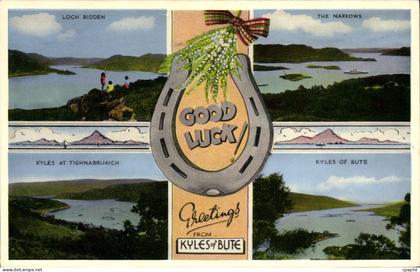 CPA Greetings From Kyles of Bute Fer cheval