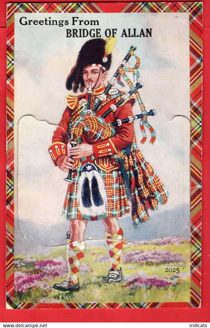 UK SCOTLAND STIRLINGSHIRE   BRIDGE OF ALLAN  NOVELTY PULL OUT VIEWS  SYSTEME   BAGBPIPES BAGPIPES MUSIC