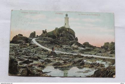 P370, Cpa 1907, Jersey, le phare de la Corbière, Angleterre