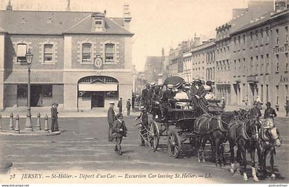 Jersey - St. Helier - Excursion car leaving St. Helier - Publ. L.L. Lévy 78