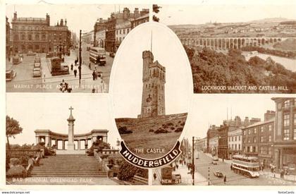 Huddersfield UK Markte Place and New Street Lockwood Viaduct and Castle Hill War