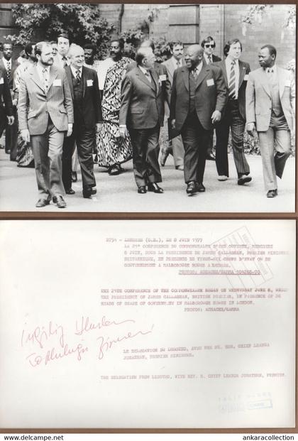 AC -  JAMES CALLAGHAN BRITISH PREMIER - LESOTHO LEABUA JONATHAN LESOTHO PREMIER 21th CONFERENCE OF THE COMMENWEALTH 1977
