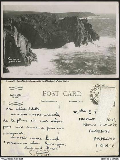 Cornwall Old Real Photo Postcard LAND'S END THE CLIFFS