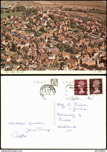 Postcard Rye (East Sussex) Rye from the Air 1978