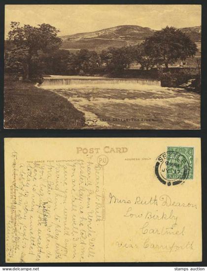 SETTLE THE RIVER Scene Fall Yorkshire 1912 Old Postcard