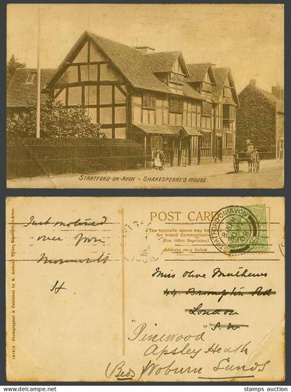 Stratford-on-Avon Shakespeare's House Birthplace, Street Scene 1908 Old Postcard