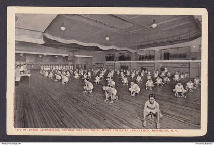 Postcard, United States, Brooklyn NY, Two Gymnasiums, Central Branch YMCA