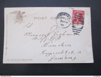 USA 1907 PK East River and Brooklyn Bridge, New York nach München gesendet