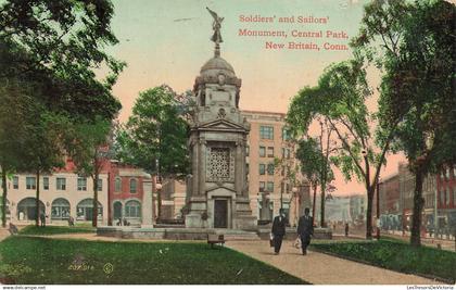 [-5%] ETATS-UNIS - Soldiers and Sailors Monument, Central Park - New Britain Conn - colorisé - Carte Postale
