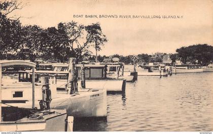 A988 US Boat Basin Brown's River Sayville Long Island New York postcard