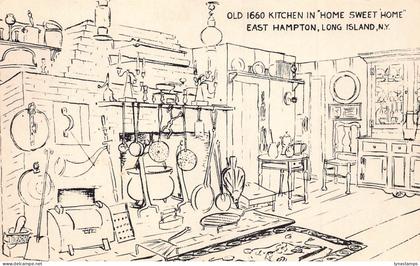A988 US NY Long Island East Hampton Kitchen in Home Sweet Home  vintage postcard