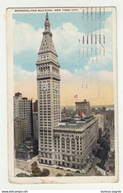 Metropolitan Building NYC old postcard posted 1924 to Wien b250301