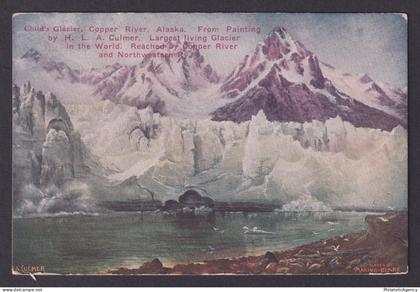 Postcard, United States, Alaska AK, Child's Glacier, Copper River,